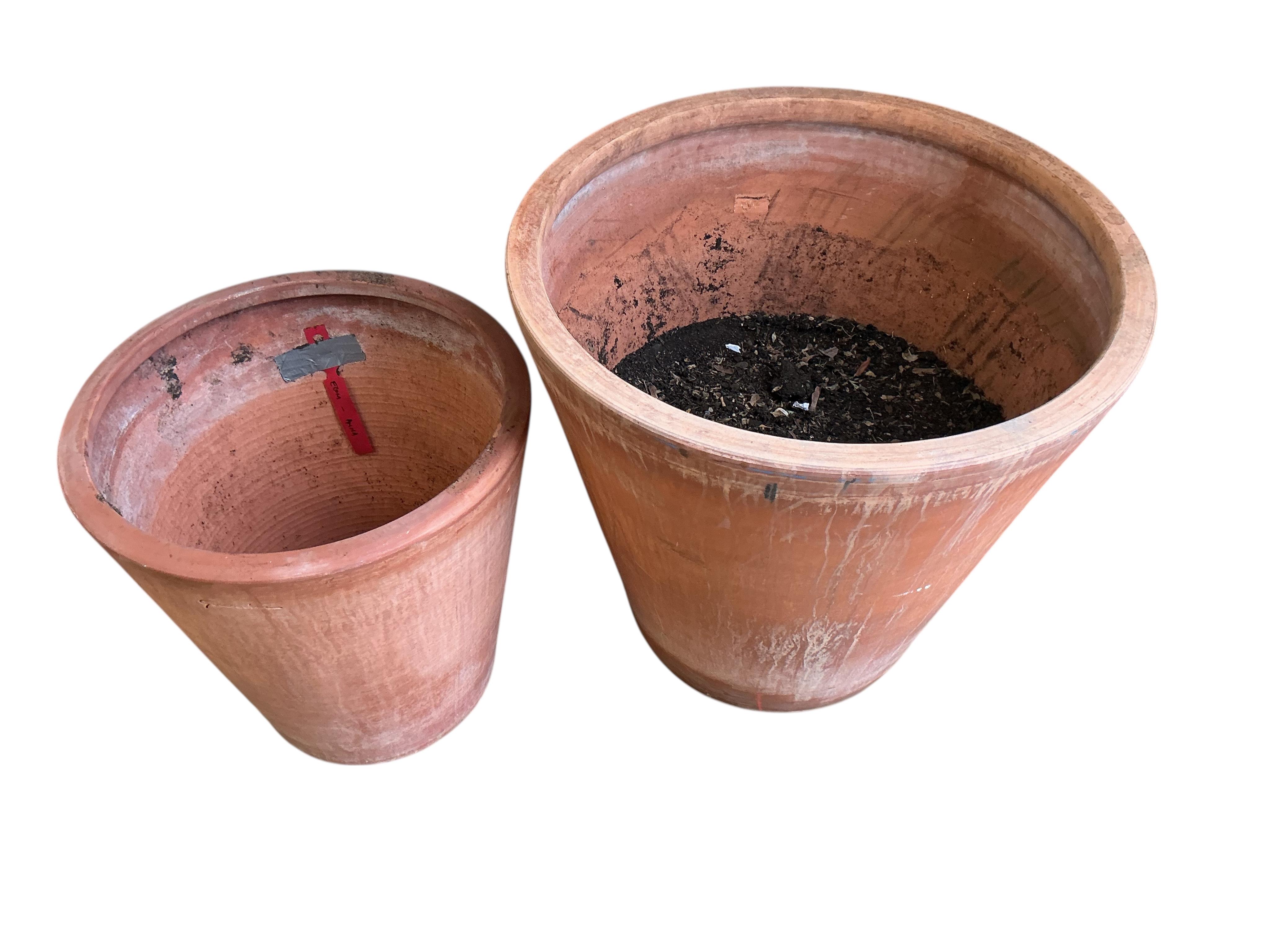 Two Goicoechea circular pottery planters, larger diameter 65cm, height 60cm